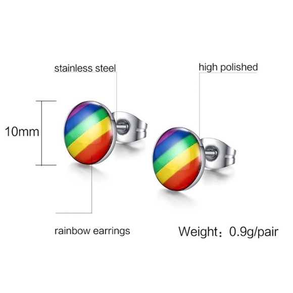 Rainbow PRIDE Stud Earrings NEW - Picture 3 of 5